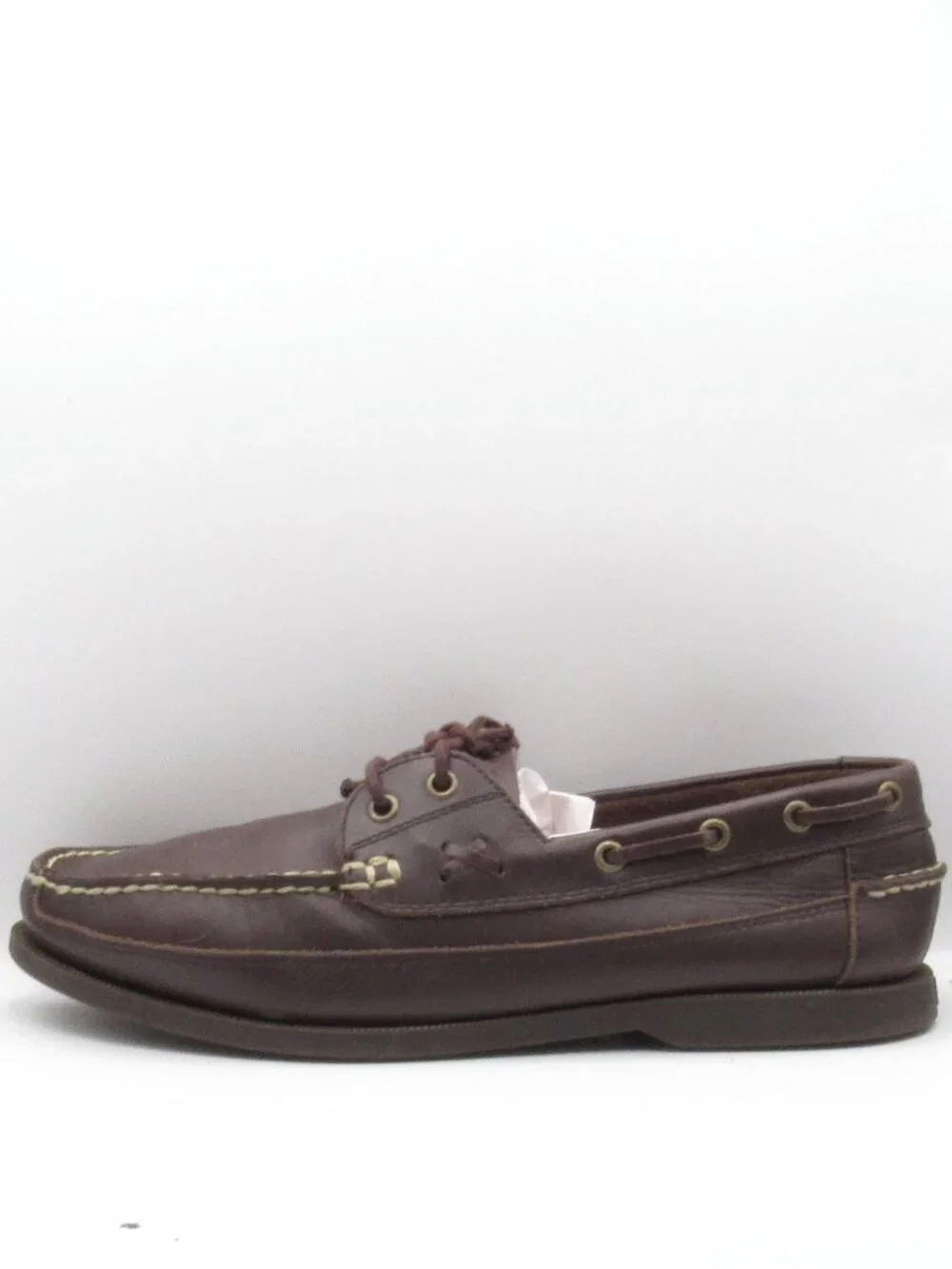 Polo Ralph Lauren Chocolate Brown Leather Boat Shoes Size 12 Good Condition
